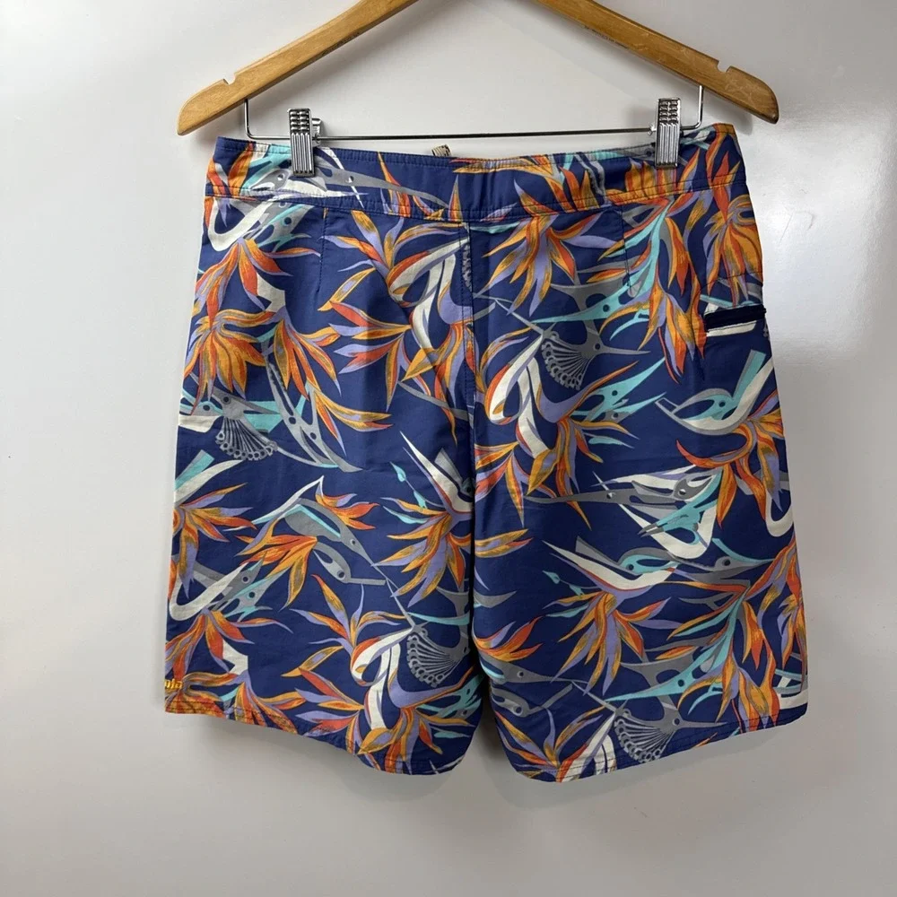 Patagonia Floral Birds Purple Swim Trunks Nylon Unlined Men's 31 8